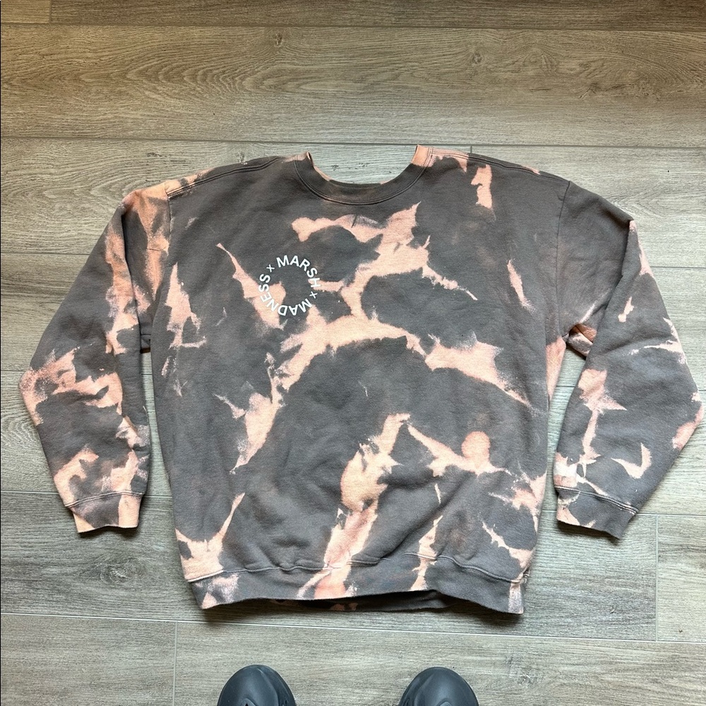 Grey Tie Dye Crew Neck Hoodie